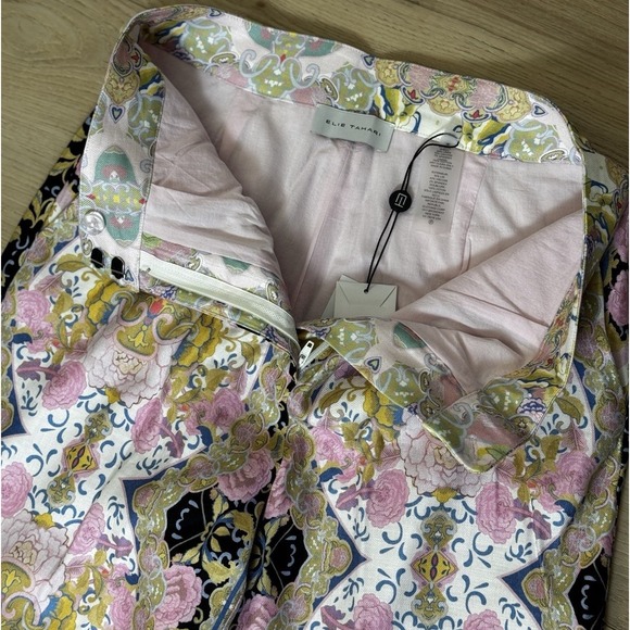 Elie Tahari High Rise Summer Damask Linen Blend Pants Women's size 2 - Picture 4 of 13